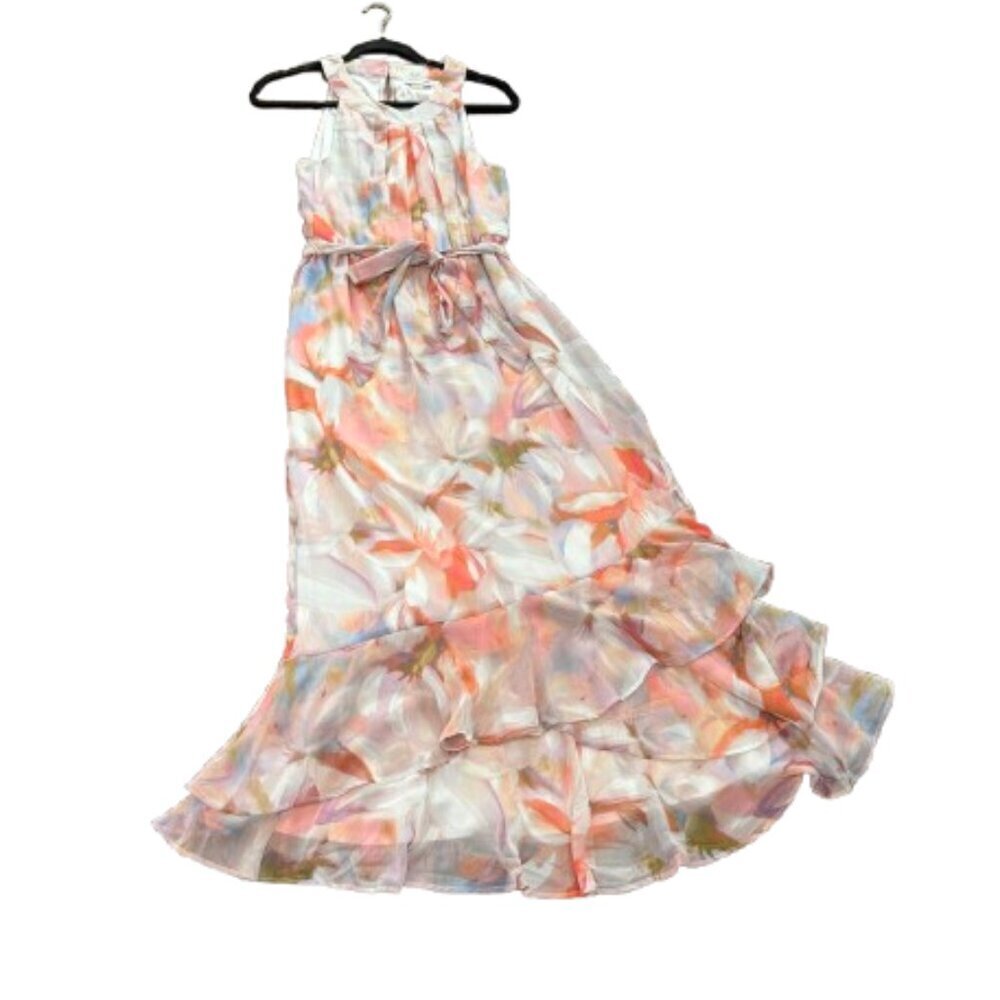 CALVIN KLEIN Floral Fairy Garde Maxi Halter Top Dress Size 6